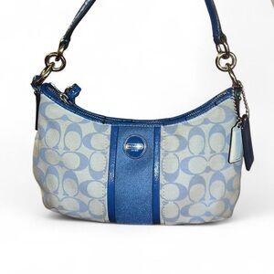 Coach Blue and Cream Shoulder Bag